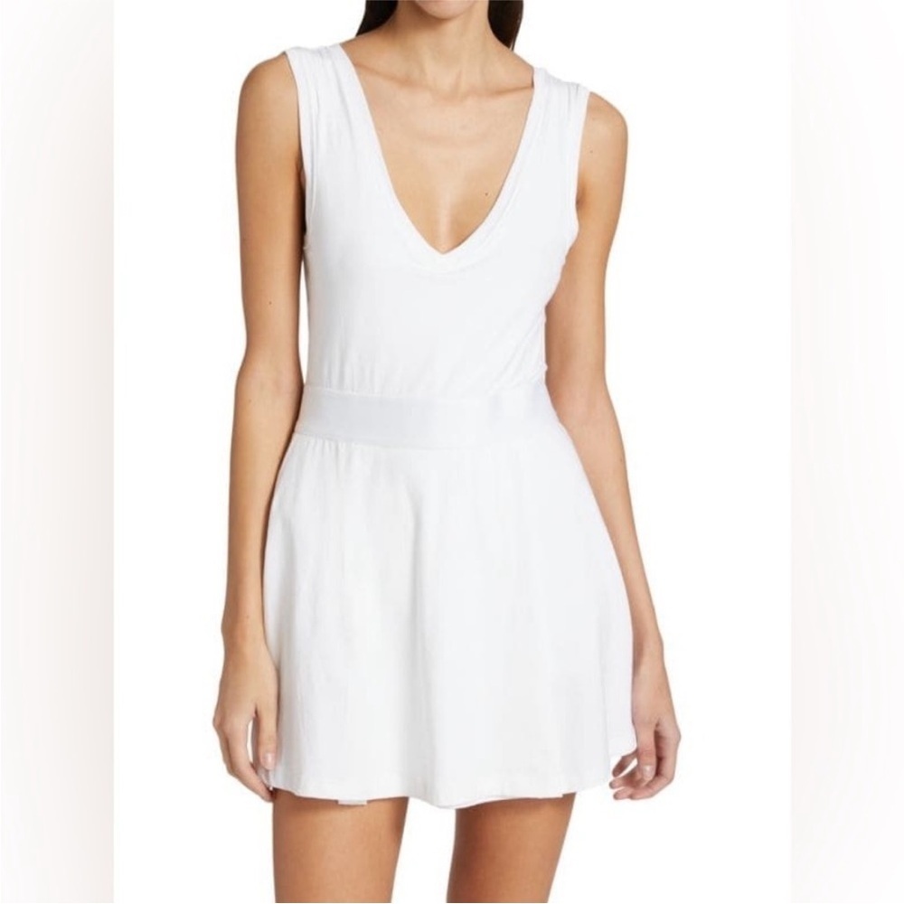 ATM Anthony Thomas Melillo White V-Neck Sleeveless Mini Dress